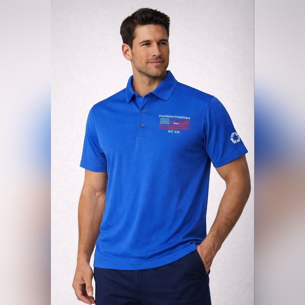 UltraClub Cool & Dry Polo Blue Small Custom Logo